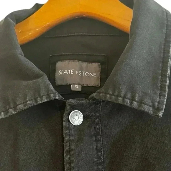 SLATE & STONE MEN  DENIM WORKWEAR COTTON BLEND WASHED BLACK JACKET. SIZE XL - Picture 16 of 16
